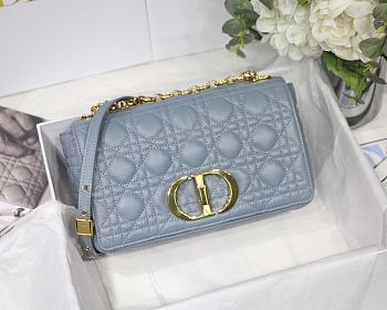 Dior Medium Caro Bag Cloud Blue Supple Cannage Calfskin Size 25.5 x 15.5 x 8 cm