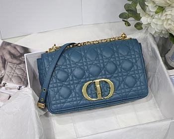 Dior Medium Caro Bag Steel Blue Supple Cannage Calfskin Size 25.5 x 15.5 x 8 cm