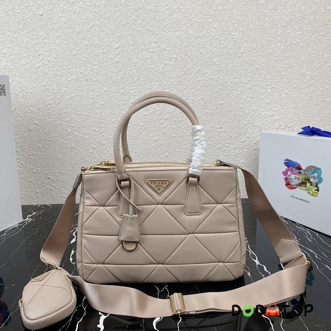 Prada Small Lampskin Galleria Bag Beige 1BA863 Size 28 x 20 x 12 cm - 1