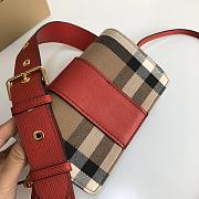 Burberry The Small Buckle Bag In House Check And Red Leather Size 19.5 cm - 5