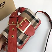 Burberry The Small Buckle Bag In House Check And Red Leather Size 19.5 cm - 2