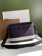 Burberry Messenger Black Leather & Navy Canvas Bag Size 34 x 24.5 x 10 - 4