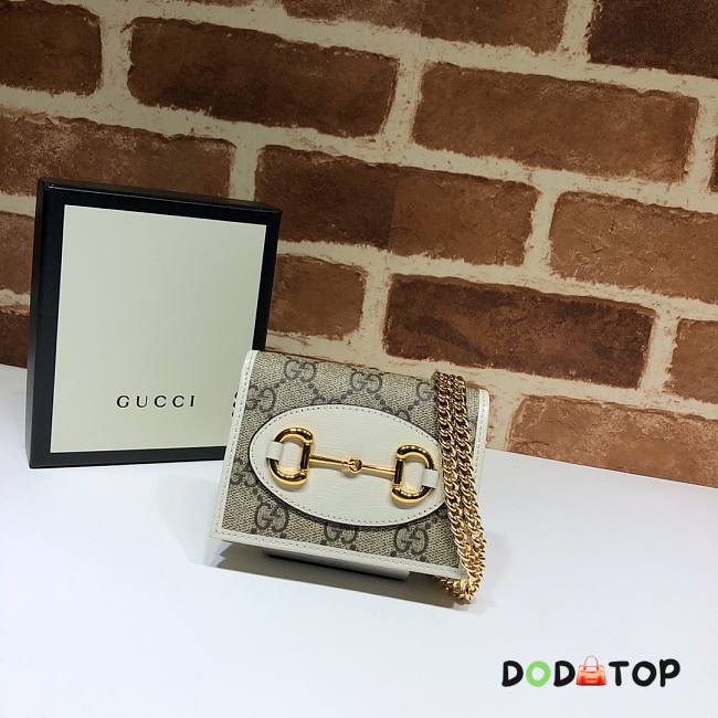 Gucci 1955 Horsebit Small Wallet With Chain White 623180 SIZE 11 x 8.5 x 3 cm - 1