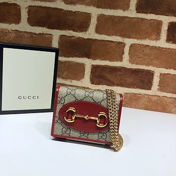 Gucci 1955 Horsebit Small Wallet With Chain Red 623180 SIZE 11 x 8.5 x 3 cm