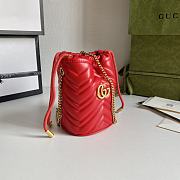 Gucci Leather GG Marmont Mini Bucket Bag Red 575163 size 19 x 17 cm - 4