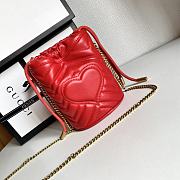 Gucci Leather GG Marmont Mini Bucket Bag Red 575163 size 19 x 17 cm - 2