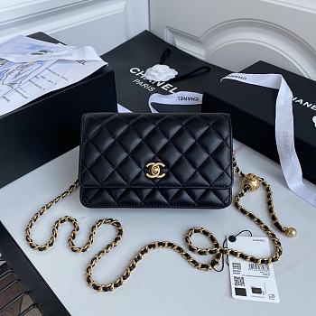 Chanel Wallet On Chain Golden Ball in Black Size 19 cm