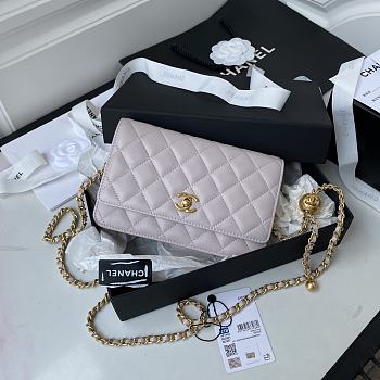 Chanel Wallet On Chain Golden Ball in Light Pink Size 19 cm