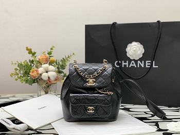 Chanel Small Backpack in Black Calfskin Size 18 × 18 × 12 cm