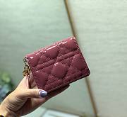 Mini Lady Dior Wallet Patent Cannage Calfskin Pink S0178 Size 11 x 9 cm - 2