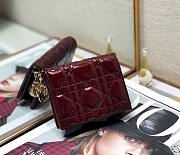 Mini Lady Dior Wallet Patent Cannage Calfskin Brick Red S0178 Size 11 x 9 cm - 1