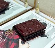 Mini Lady Dior Wallet Patent Cannage Calfskin Brick Red S0178 Size 11 x 9 cm - 4
