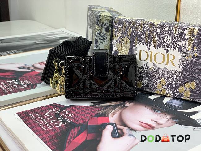  Lady Dior 5-Gusset Card Holder Patent Calfskin Black S0074 Size 10.5 x 6 x 3 cm - 1