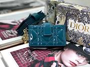 Lady Dior 5-Gusset Card Holder Patent Calfskin Steel Blue S0074 Size 10.5 x 6 x 3 cm - 1