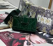Lady Dior 5-Gusset Card Holder Patent Calfskin Green S0074 Size 10.5 x 6 x 3 cm - 1