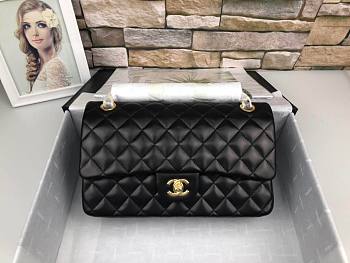 Chanel Classic Bag in Black Lampskin A01112 Size 25 cm