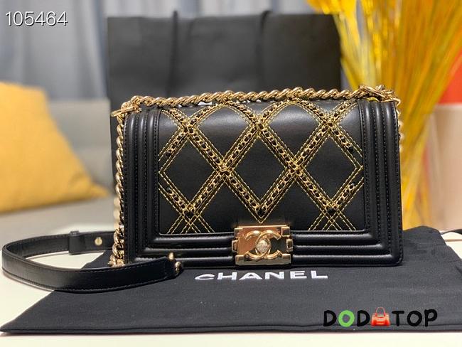 Chanel Boy Bag Lampskin Black A67086 Size  25 cm - 1
