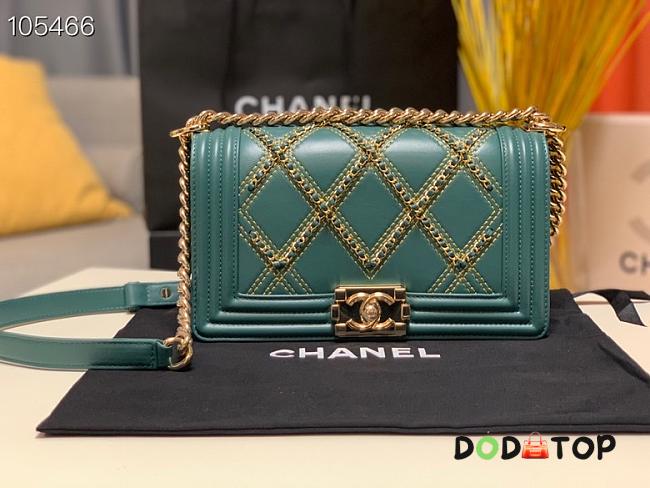 Chanel Boy Bag Lampskin Green A67086 Size 25 cm - 1