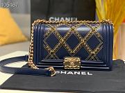 Chanel Boy Bag Lampskin Navy Blue A67086 Size 25 cm - 1