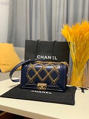 Chanel Boy Bag Lampskin Navy Blue A67086 Size 25 cm - 2