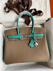 Hermes Birkin Epsom Leather Tortilla Brown/Turquoise 01 Size 30 cm - 1