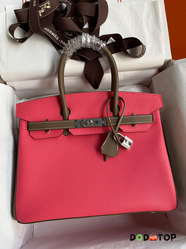 Hermes Birkin Epsom Leather Ruby Pink/Brown 02 Size 30 cm - 1