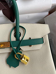 Hermes Birkin Epsom Leather Cream/Emerald Green 03 Size 30 cm - 3