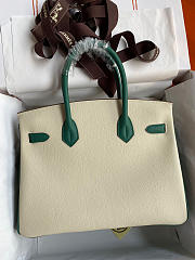 Hermes Birkin Epsom Leather Cream/Emerald Green 03 Size 30 cm - 2