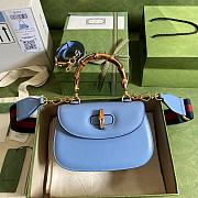 Gucci Small Top Handle Bag With Bamboo Blue 675797 Size 21 cm - 1