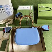 Gucci Small Top Handle Bag With Bamboo Blue 675797 Size 21 cm - 2
