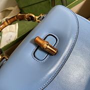 Gucci Small Top Handle Bag With Bamboo Blue 675797 Size 21 cm - 3