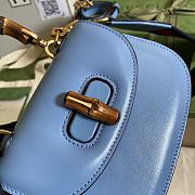 Gucci Mini Top Handle Bag With Bamboo Blue ‎686864 Size 17 cm - 2