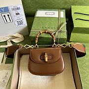 Gucci Mini Top Handle Bag With Bamboo Brown ‎686864 Size 17 cm - 1