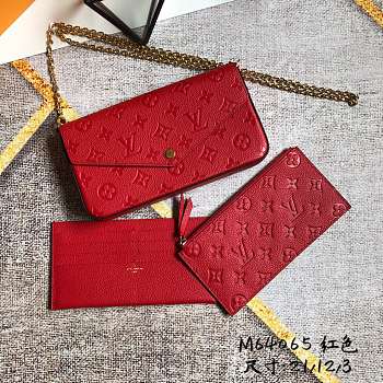 LV Pochette Félicie Red Monogram Empreinte M63700 Size 21 x 12 x 3 cm