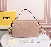 Fendi Baguette Pink Sheepskin Bag 8BR600 Size 27 × 15 × 6 cm - 3