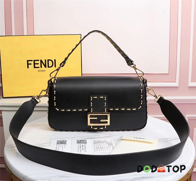 Fendi Baguette Black Smooth Leather 8BR600 Size 28 x 13 x 6 cm - 1