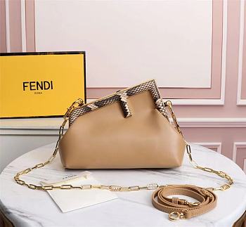 Fendi First Small Beige Leather Bag With Exotic Details 8BP129 Size 26 x 18 x 9.5 cm