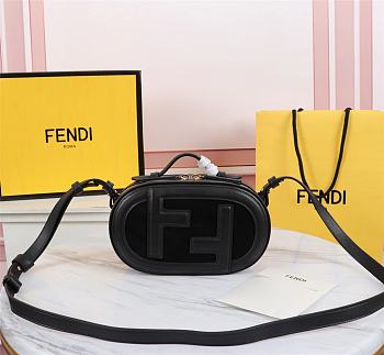 Mini Camera Case Black Leather And Suede Mini Bag 8BS058 Size 21 x 13 x 8 cm