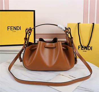 Fendi Pomodorino Brown Leather Mini Bag 8BS059 Size 24 × 14 × 9.5 cm