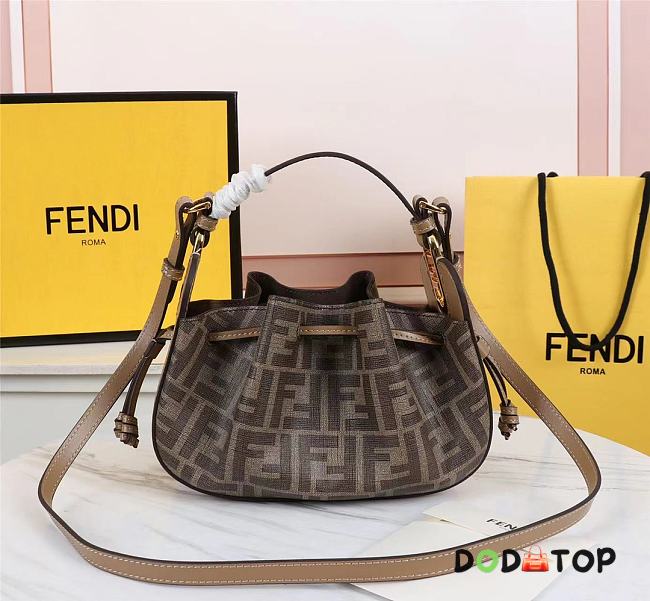 Fendi Pomodorino Brown FF Fabric Mini Bag 8BS059 Size 24 × 14 × 9.5 cm - 1
