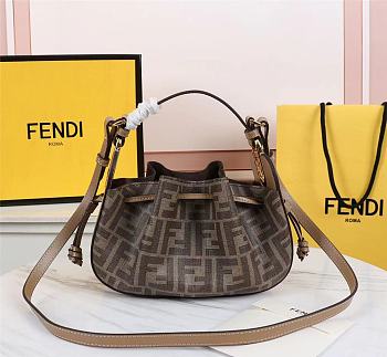 Fendi Pomodorino Brown FF Fabric Mini Bag 8BS059 Size 24 × 14 × 9.5 cm