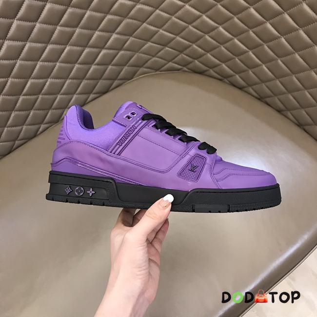 LV Trainer Sneaker Purple Grained Calf Leather - 1