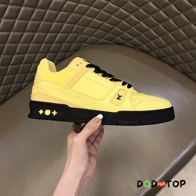 LV Trainer Sneaker Yellow Grained Calf Leather - 1