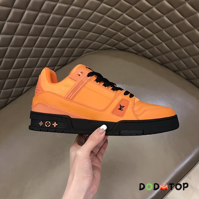 LV Trainer Sneaker Orange Grained Calf Leather - 1