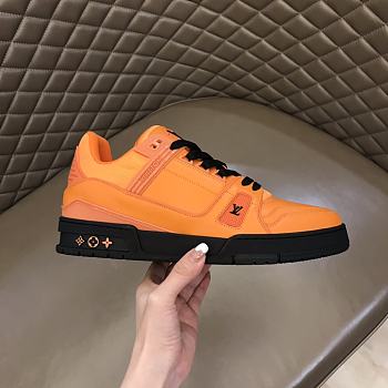 LV Trainer Sneaker Orange Grained Calf Leather