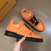 LV Trainer Sneaker Orange Grained Calf Leather - 3