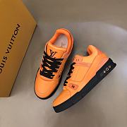 LV Trainer Sneaker Orange Grained Calf Leather - 4