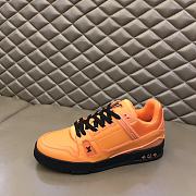 LV Trainer Sneaker Orange Grained Calf Leather - 5