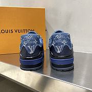LV Trainer Sneaker Blue Monogram Denim - 4