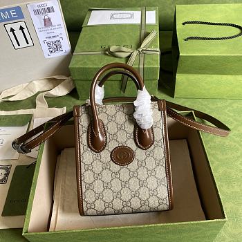Gucci Mini tote bag with Interlocking G Brown ‎671623 Size 16 x 20 x 7 cm